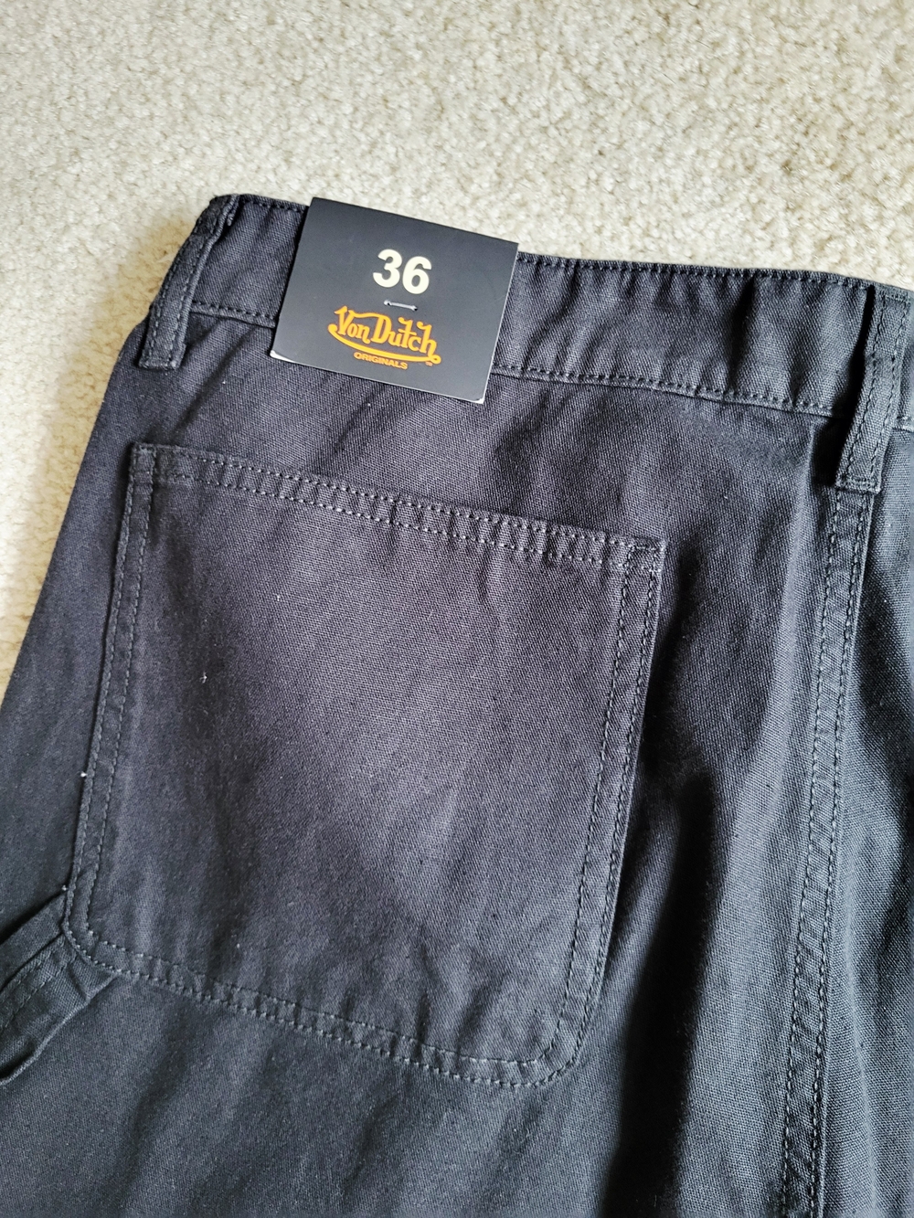 Von Dutch Jeans Men's Size 36 Double Knee Patch Graphic 100% Cotton Black Denim - Picture 5 of 14